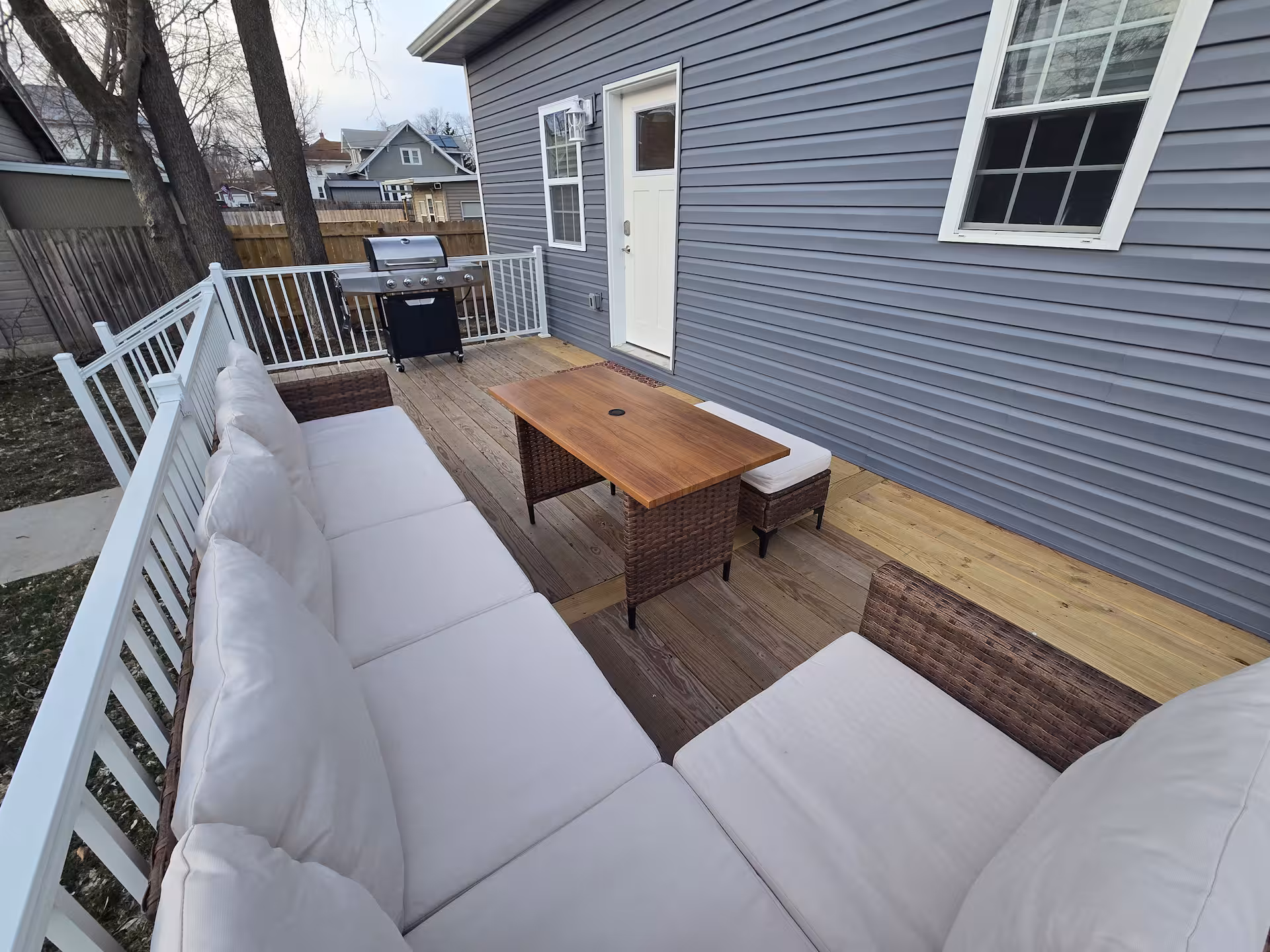 Back deck with outdoor seating